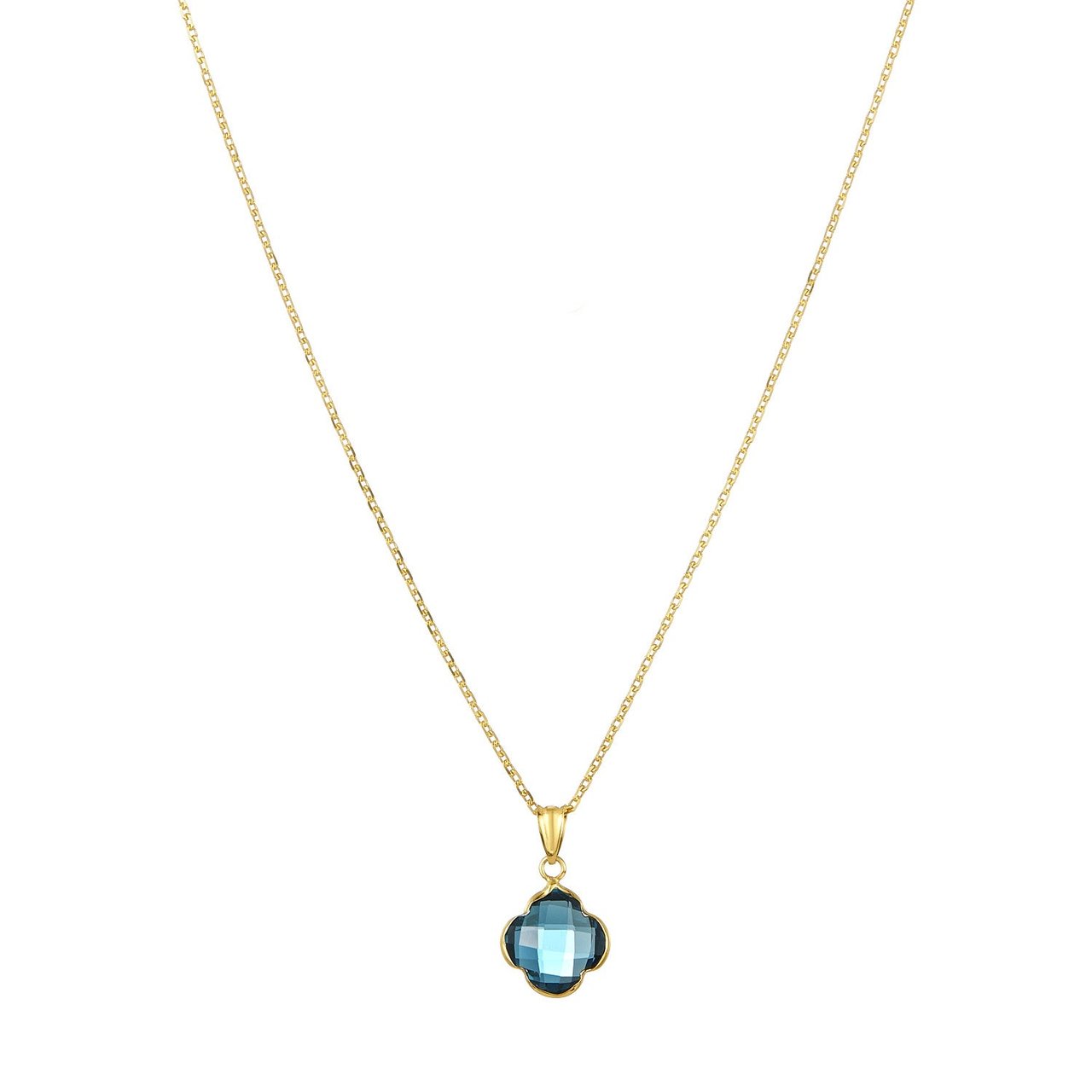 14kt Yellow Gold 10mm London Blue Topaz Petal Flower Necklace - Image 1