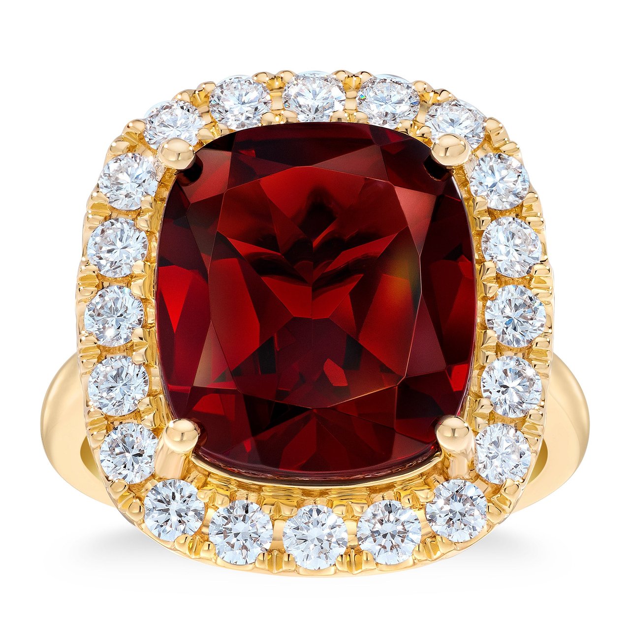 14kt Yellow Gold VS2/I 1.00 CTW Diamond and Garnet Ring - Image 1