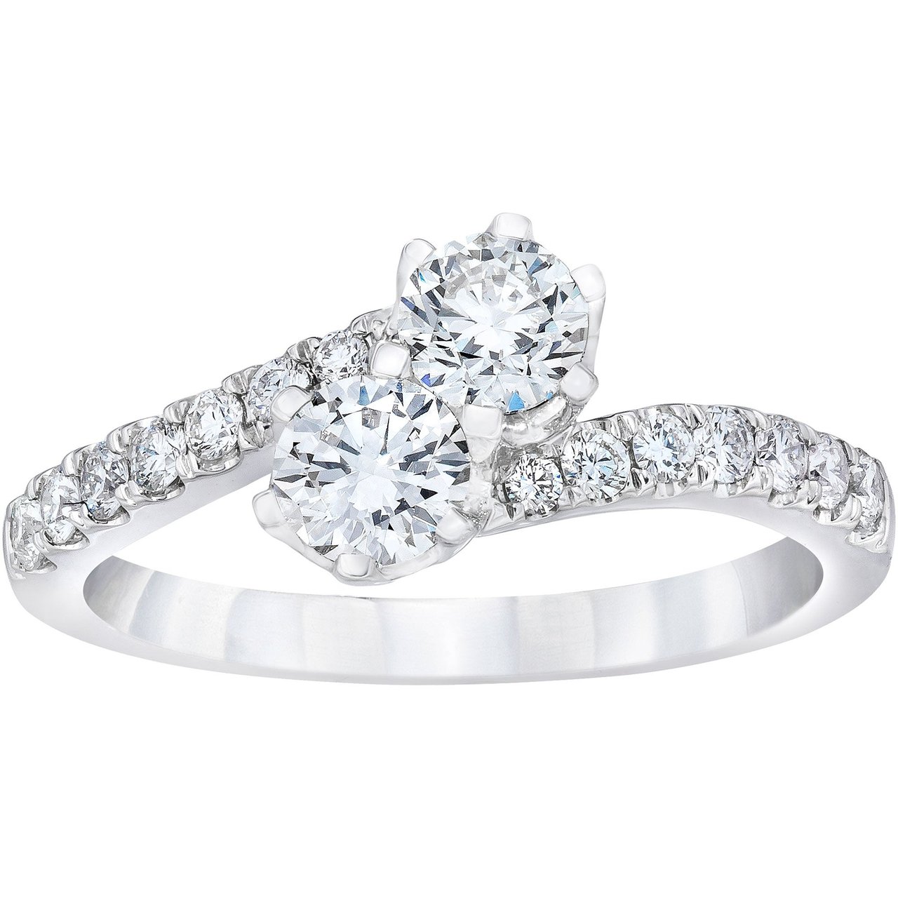 14kt White Gold VS2 I 0.90 CTW Round Two-Stone Diamond Ring - Image 1