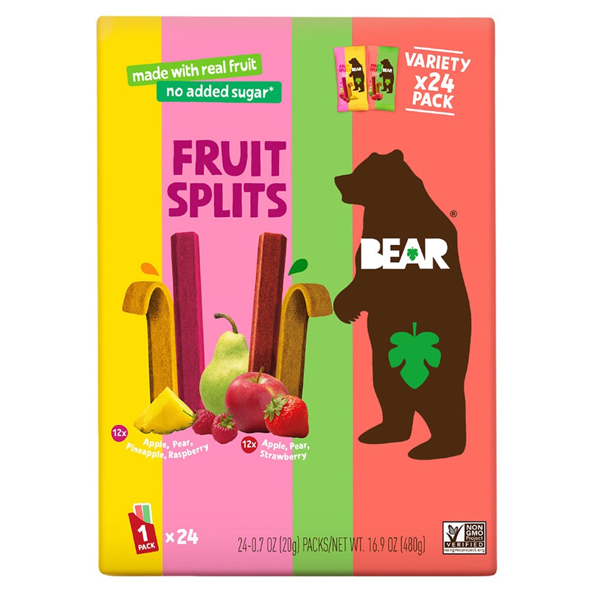 Bear Fruit Splits Variety, 24 Pack, 0.7 oz - Image 1