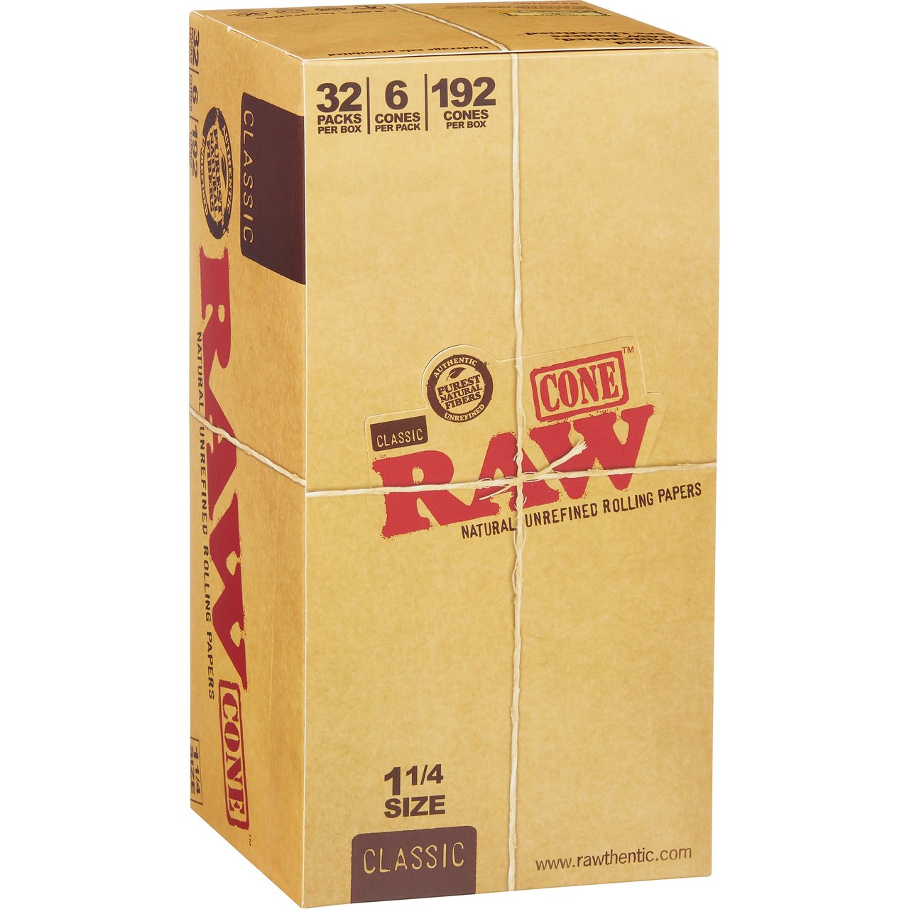 RAW Classic 1¼ Pre-Rolled Cones, 6-Pack, 192 Count Box - Image 1