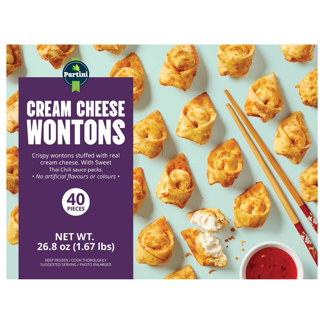Partini Cream Cheese Wontons 26.8 Ounce Package - Image 1