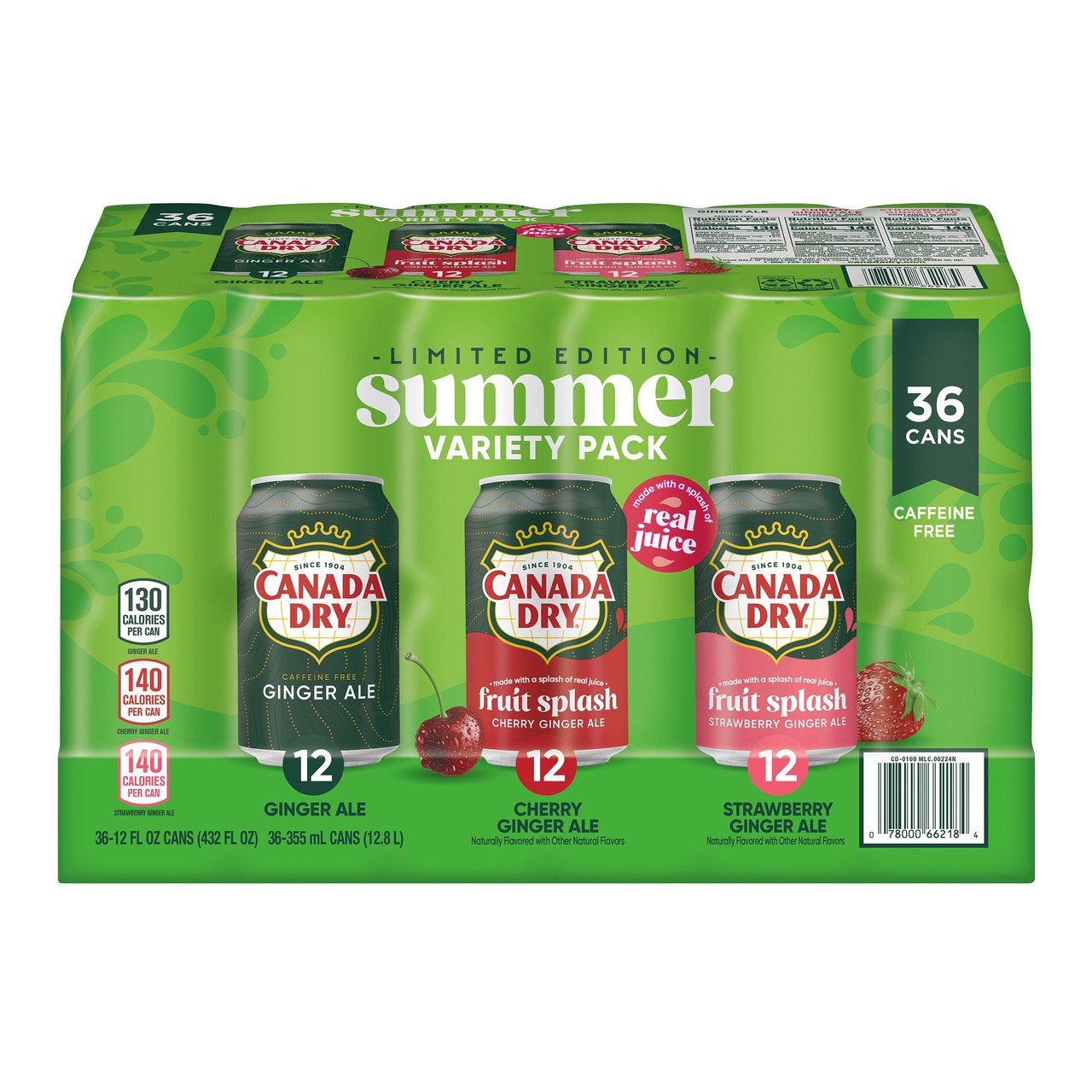 Canada Dry Fruit Splash Variety 36 Count / 12 oz - Image 1