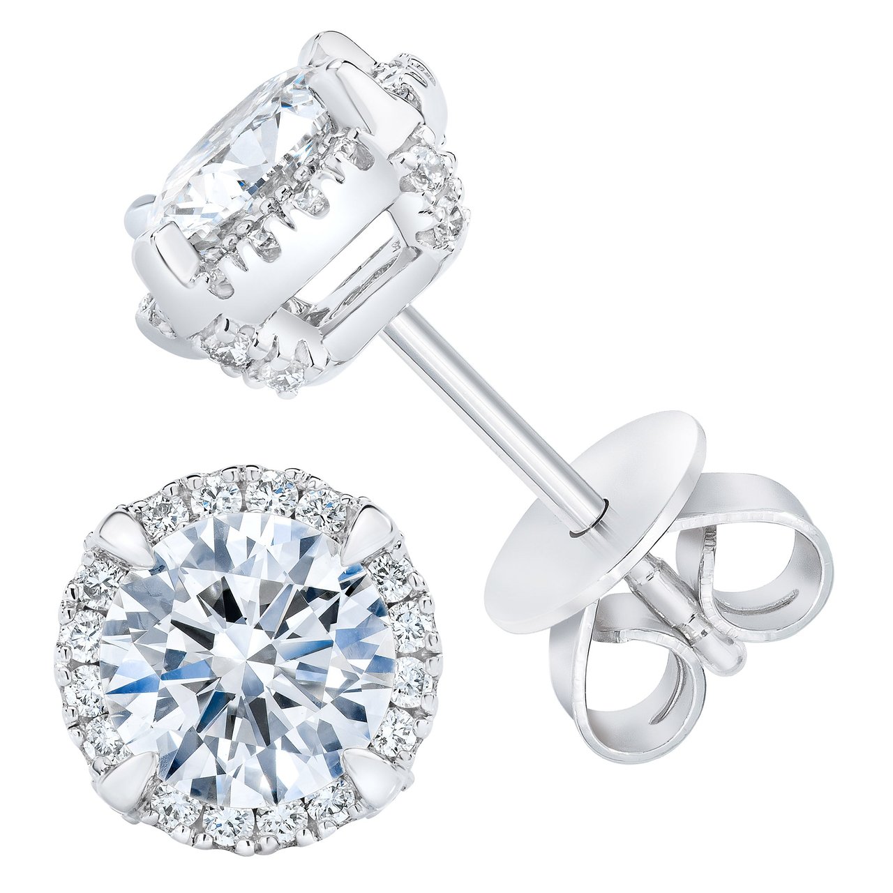 14kt White Gold VS2 I Color 2 CTW Round Diamond Stud Earrings - Image 1