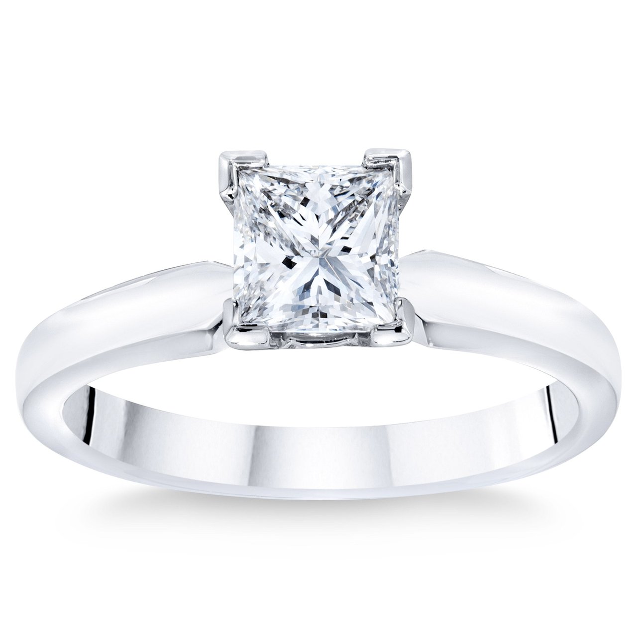 1.00 CT Princess Cut Platinum Solitaire Ring, VS2 "G" Color - Image 1