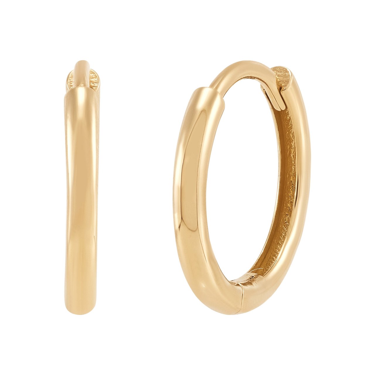 14KT Yellow Gold Hinge Hoop Earrings Made in Italy - Image 1