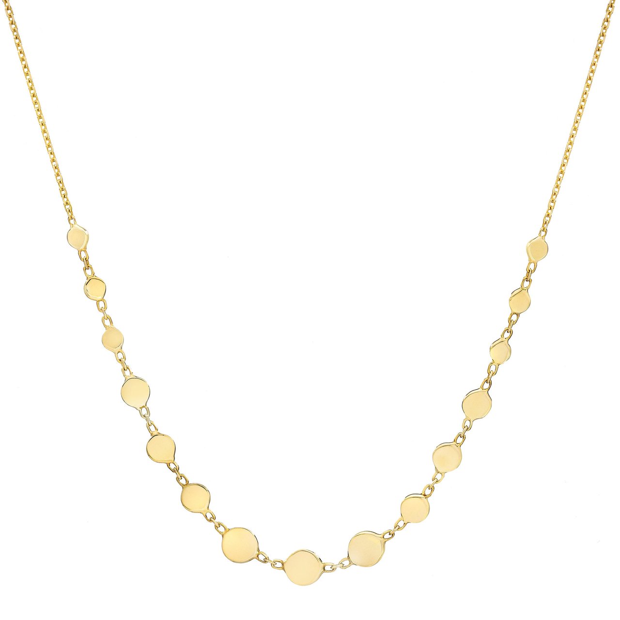 14KT Yellow Gold 17" Diamond-Cut Graduated Necklace, Made in Italy - Image 1