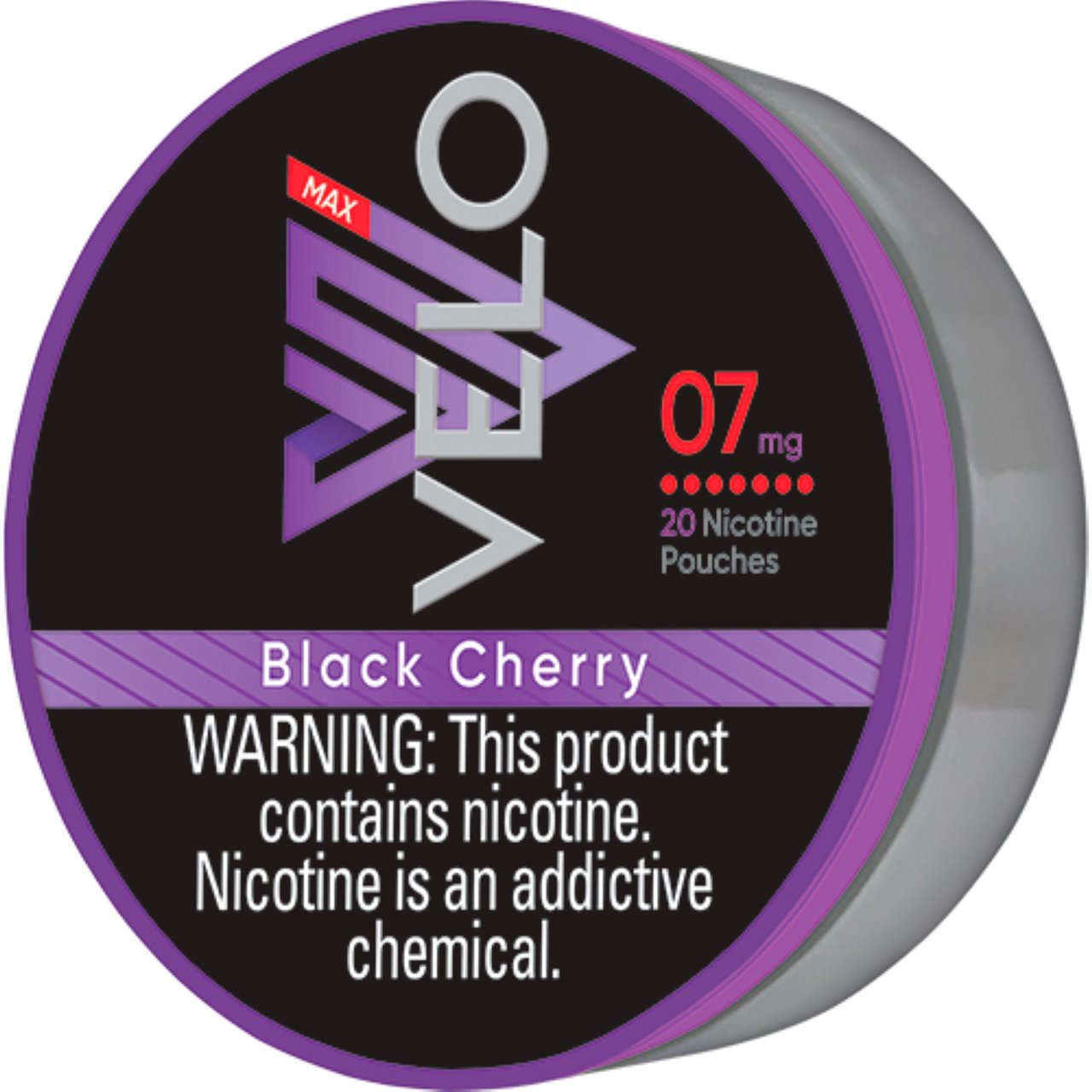 VELO Max Black Cherry Nicotine Pouches, 7 mg, 5 x 20-Count Tins