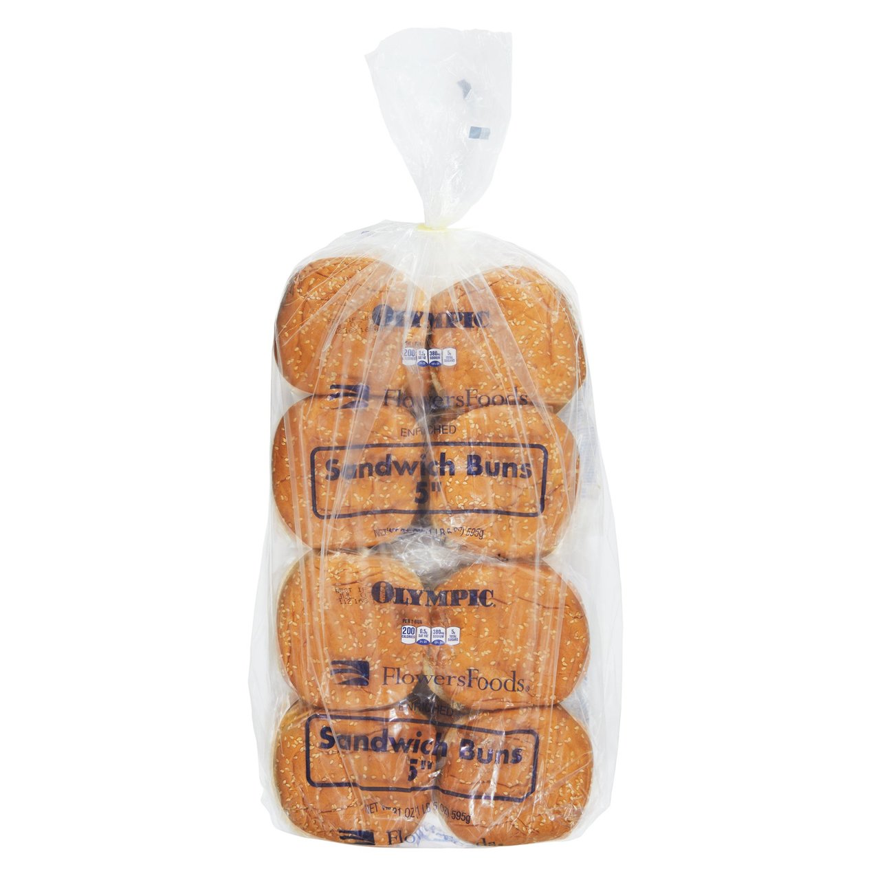 Flowers Foods 5" Sesame Sandwich Hamburger Buns, 16 CT - Image 1
