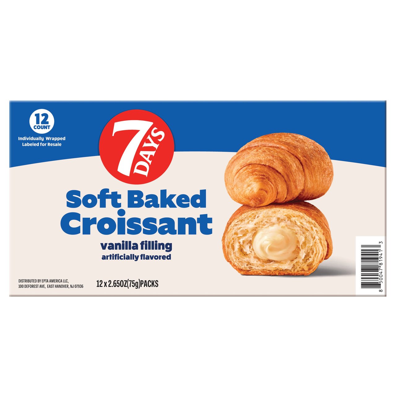 7Days Soft Baked Vanilla Croissant, 12 ct / 2.65 oz - Image 1