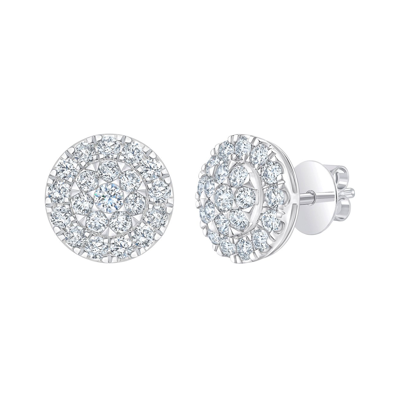 14KT White Gold VS2 I 1.00 CTW Round Diamond Stud Earrings - Image 1