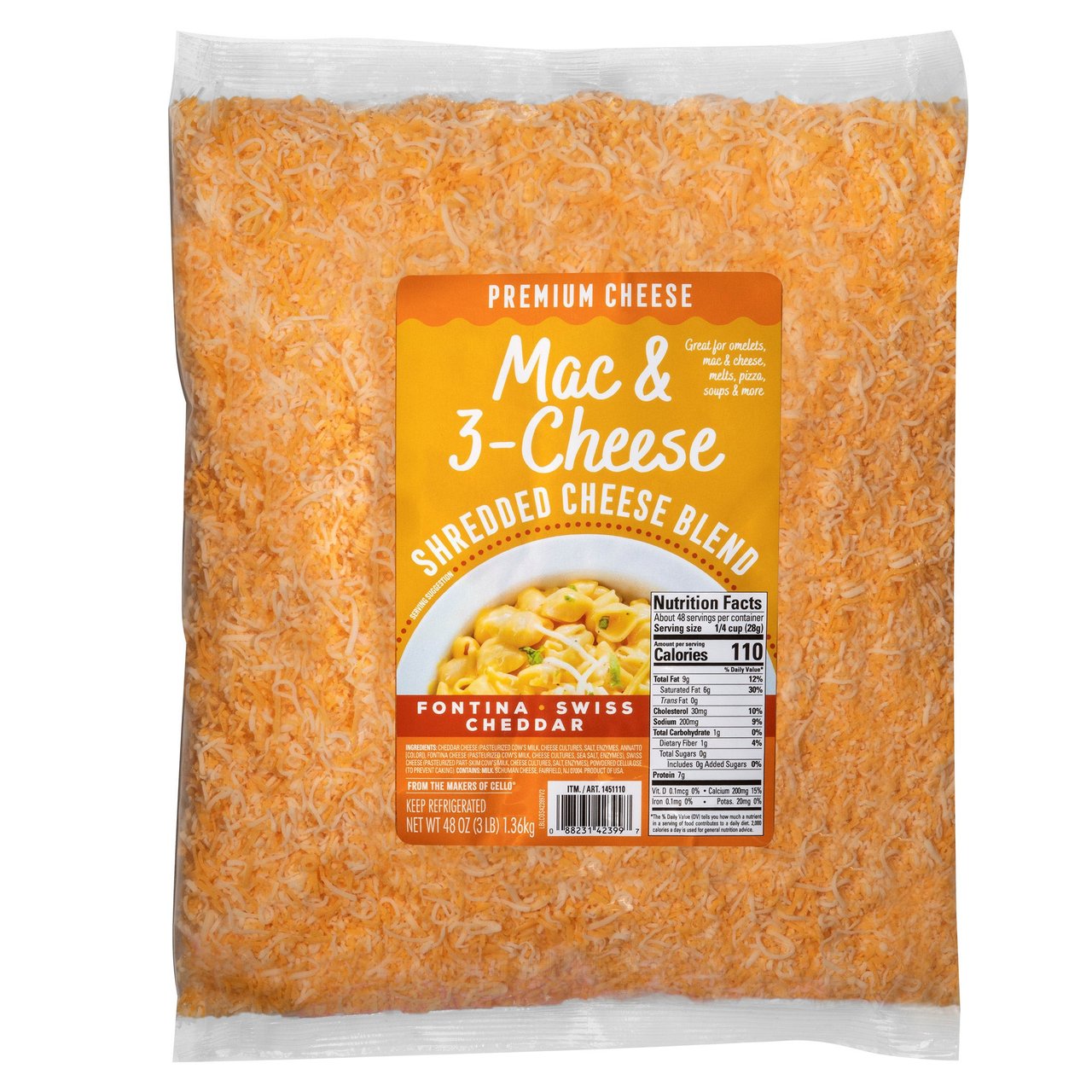Cello Mac N Cheese Blend (Fontina, Swiss, Cheddar) 3 lb - Image 1