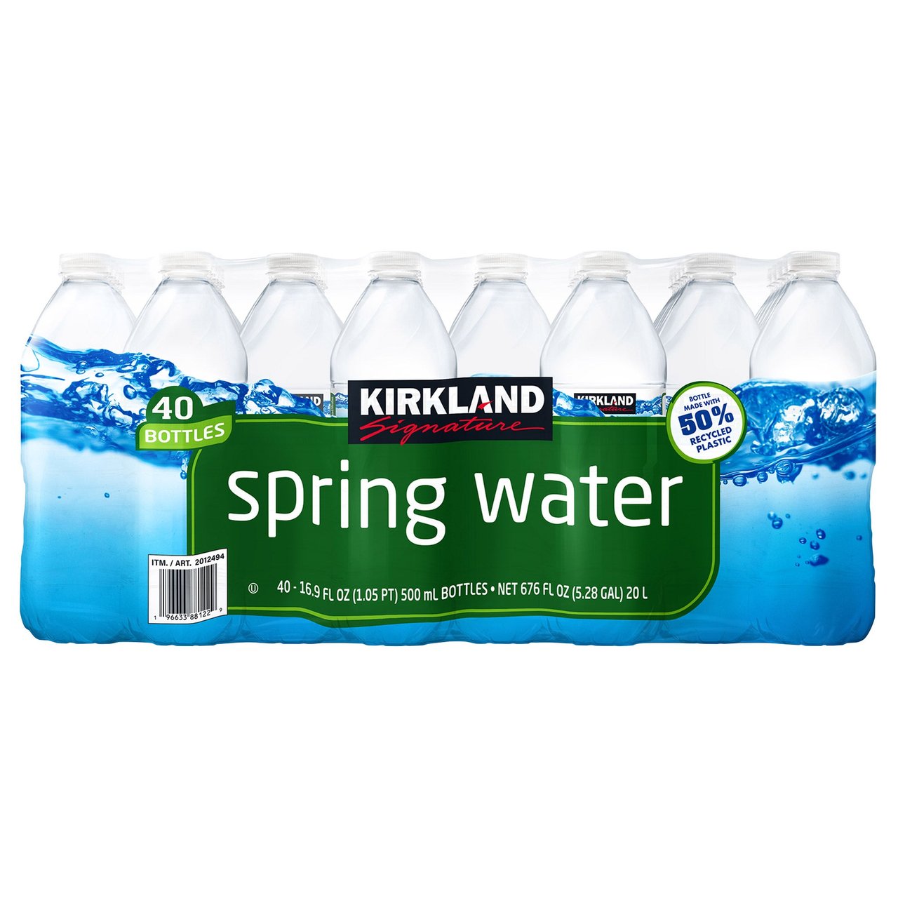 Kirkland Signature Spring Water, 40-Pack / 16.9 fl oz Bottles (21.125 qts) - Image 1