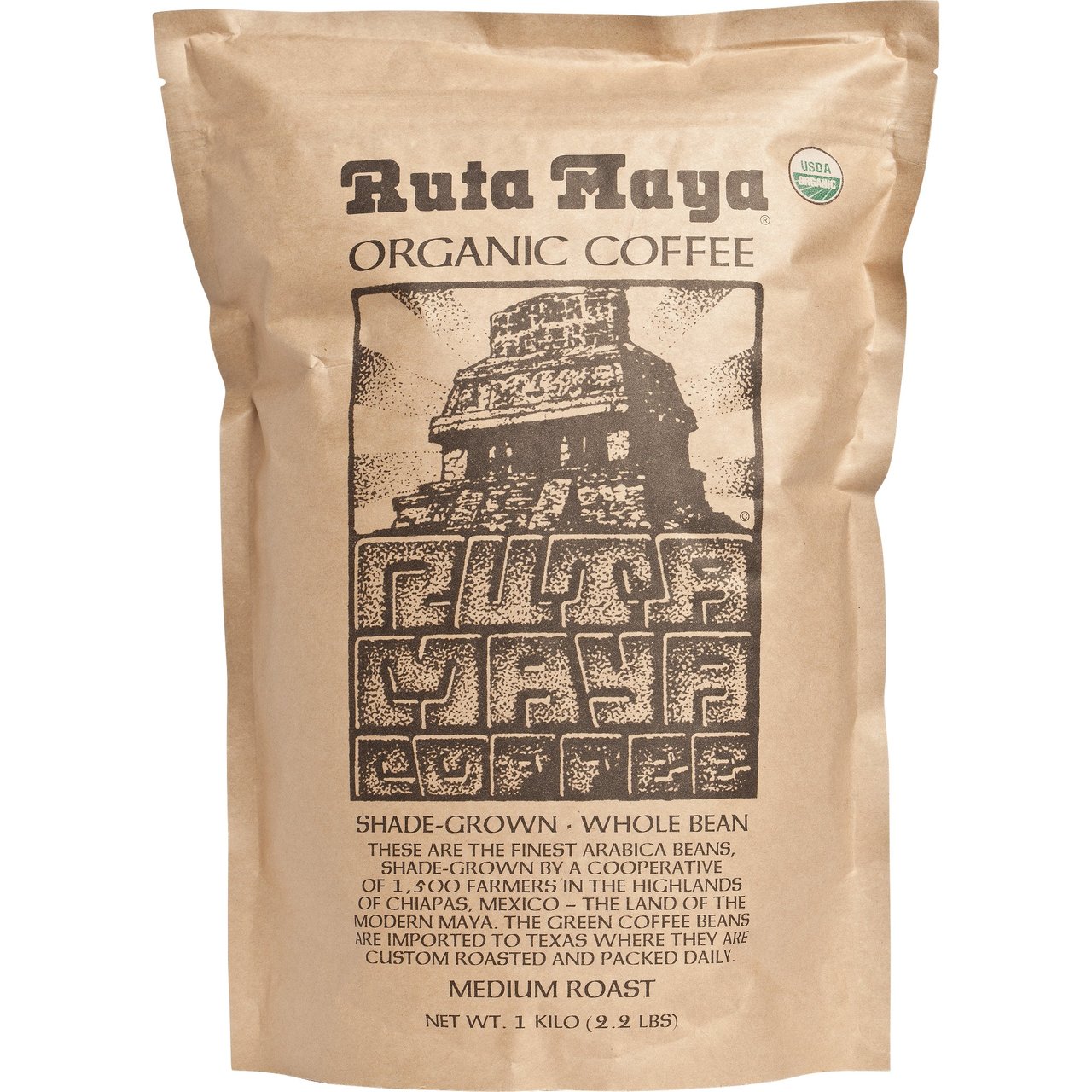 Ruta Maya Organic Medium Roast Whole Bean Coffee 2.2 lb - Image 1