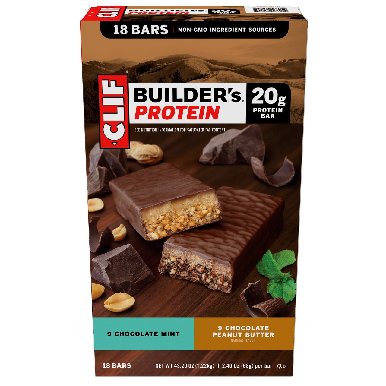 Clif Builder's Protein Bar Variety Pack, 18 Count, 2.4 oz - Image 1