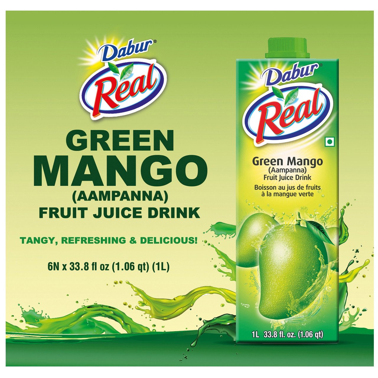 Dabur Real Green Mango Drink 6-Pack 33.8 Ounces Each - Image 1