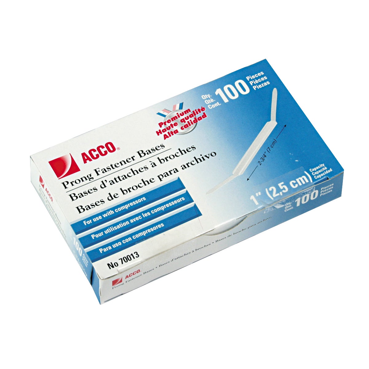 ACCO Prong Base for Fastener, 1" Capacity, 100 ct