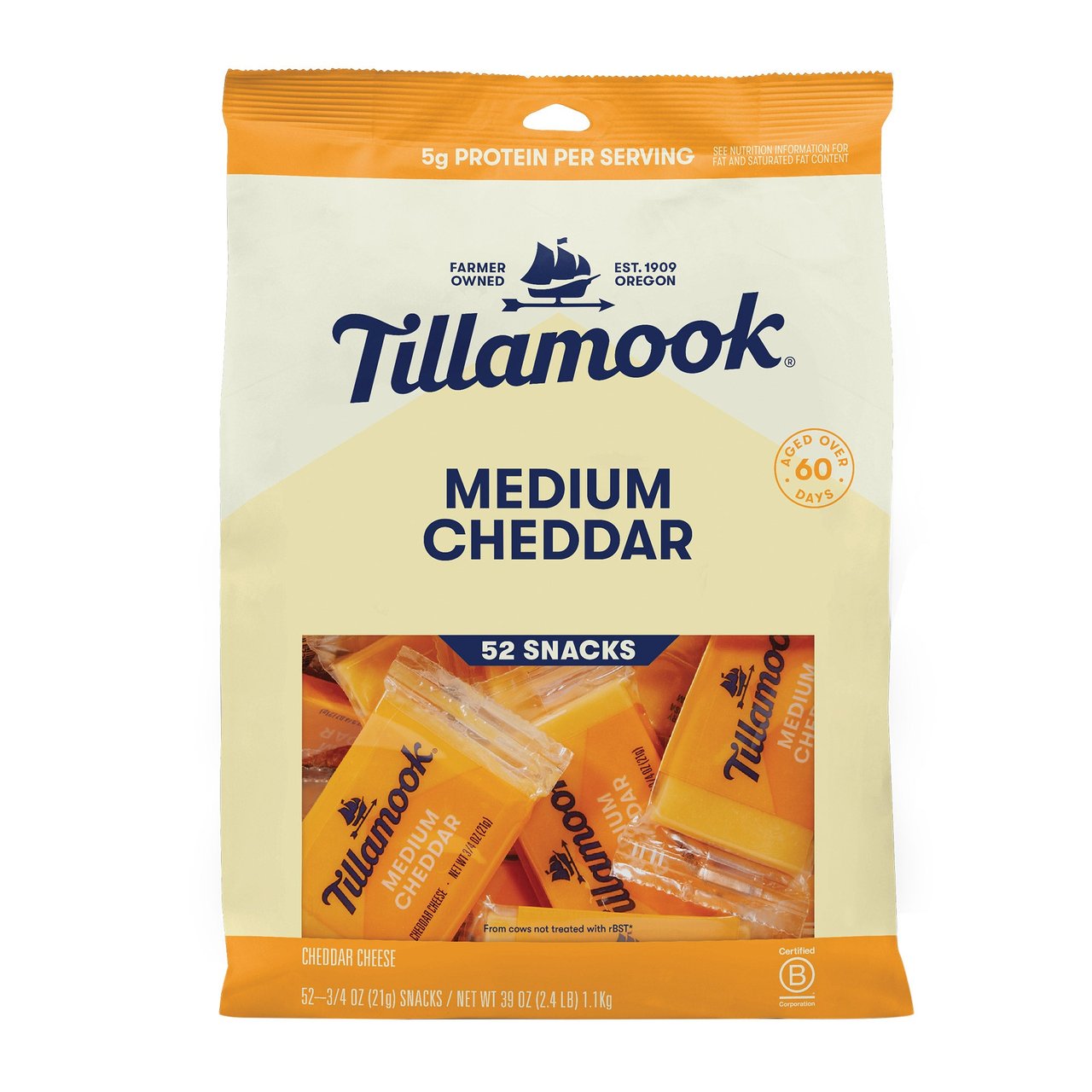 Tillamook Medium Cheddar Snacks 52 CT / 0.75 oz - Image 1