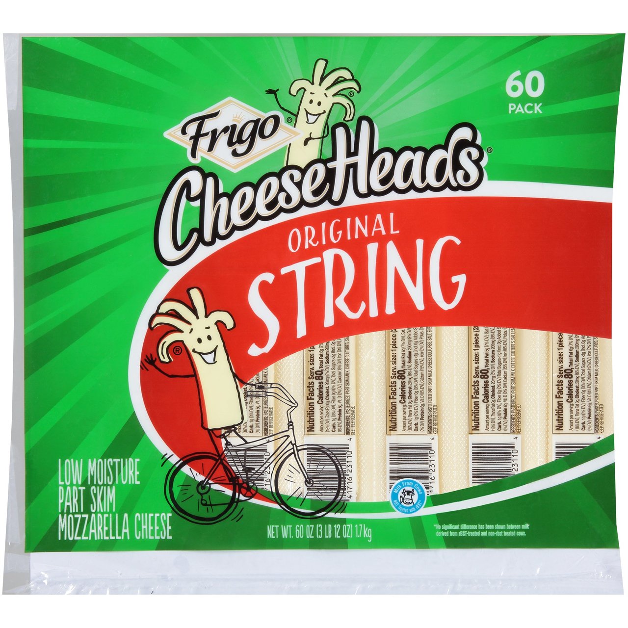 Frigo Cheese Heads Original String Cheese 60/1 oz Sticks - Image 1
