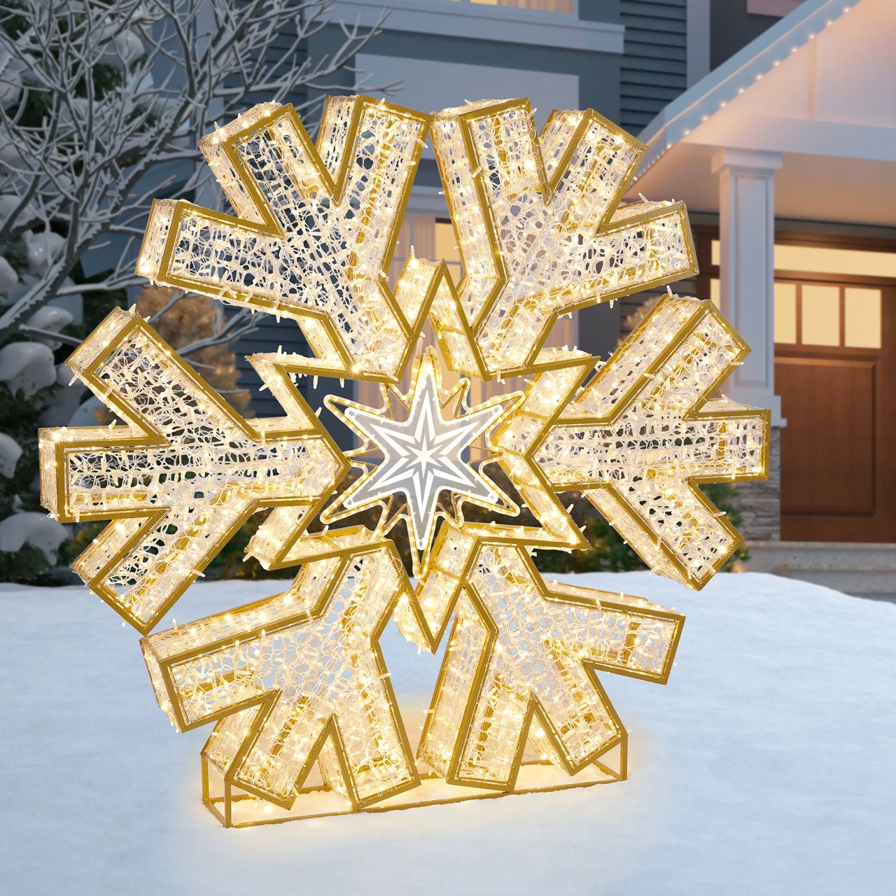 6.5' Snowflake with LED Lights - Image 1