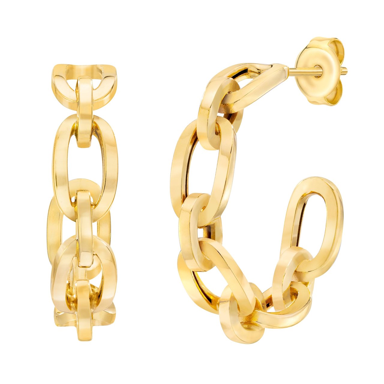14kt Yellow Gold J Hoop Earrings Made in Italy - Image 1