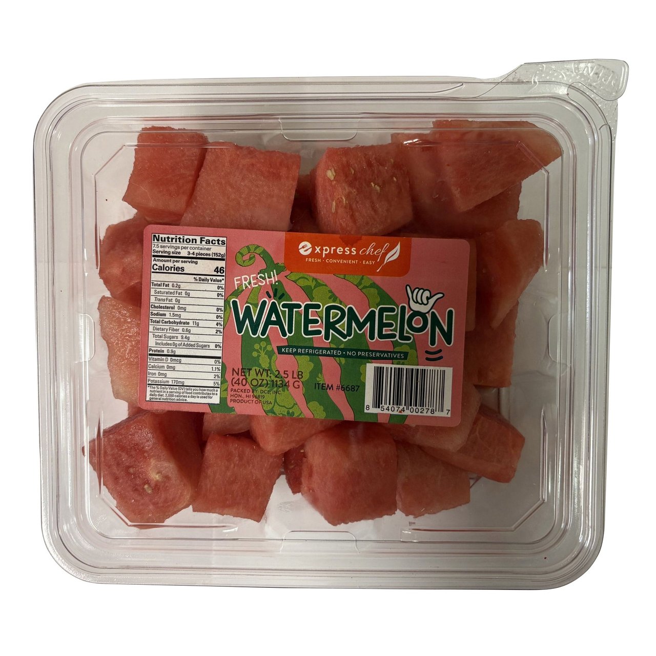 Watermelon Chunks 2.5 lbs Made in Hawaii - Image 1
