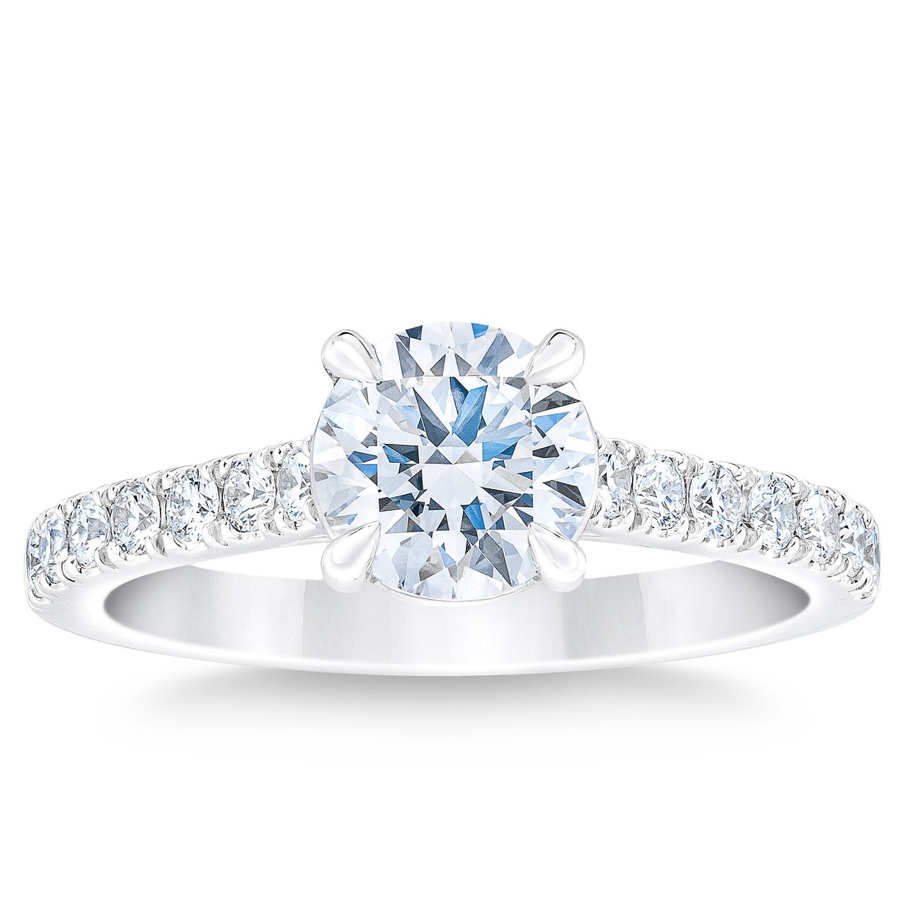 1.44ctw Round Diamond Platinum Wedding Ring 1.10ct Center VVS1 H - Image 1