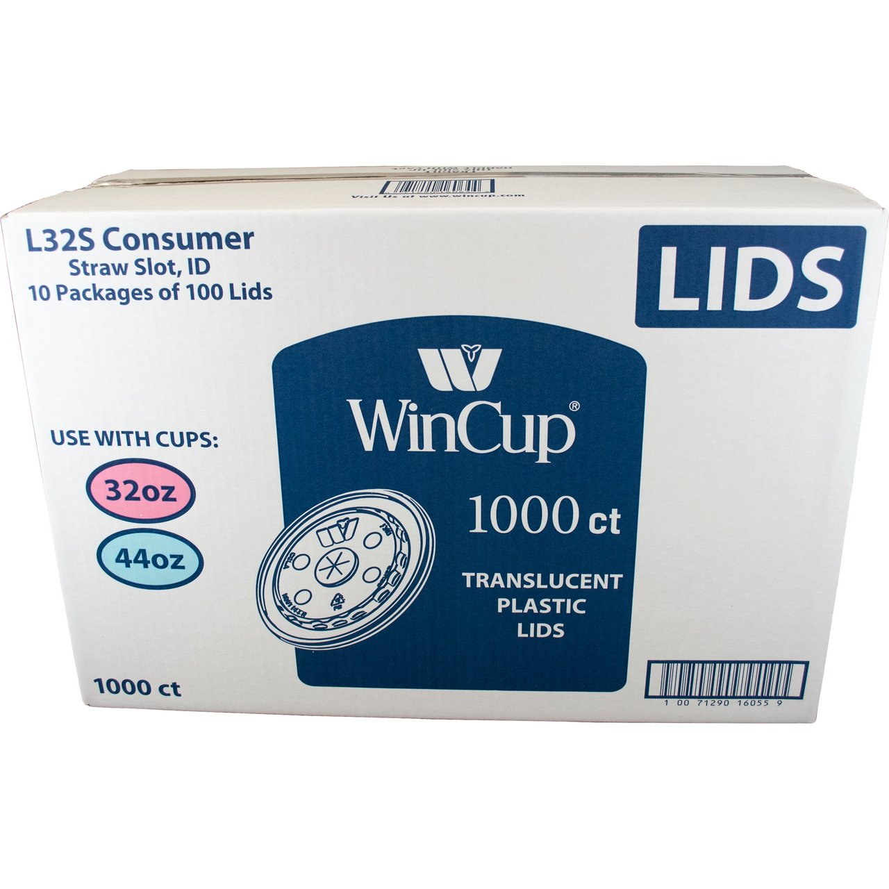 WinCup 32-44 oz Straw Slot Plastic Cup Lids 1000 CT - Image 1