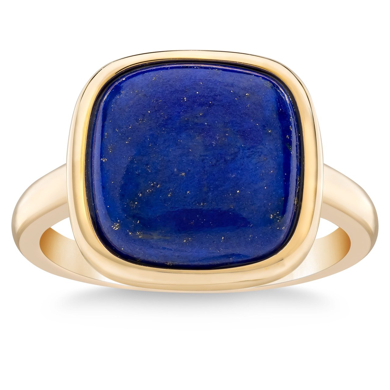 14kt Yellow Gold 12mm Lapis Cushion Cut Bezel Ring - Image 1