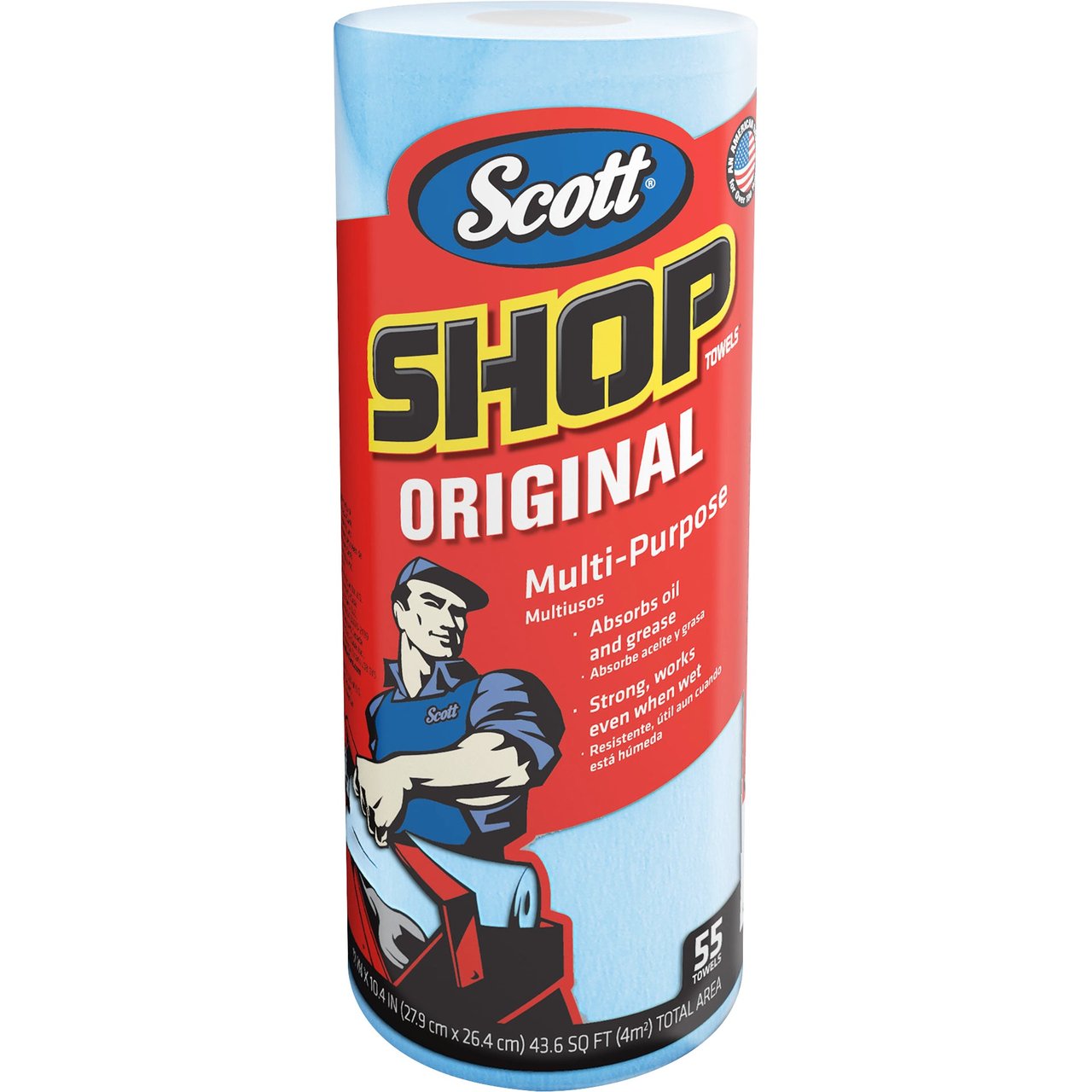 Scott Shop Towels, Original Multi-Purpose, Blue, 10 Rolls, 55 Sheets Per Roll - Image 1
