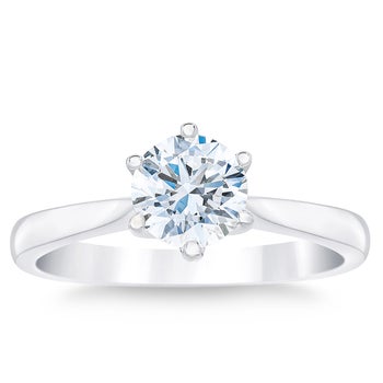 1.01 CT Round Brilliant Platinum Solitaire Ring, VVS2 Clarity, F Color