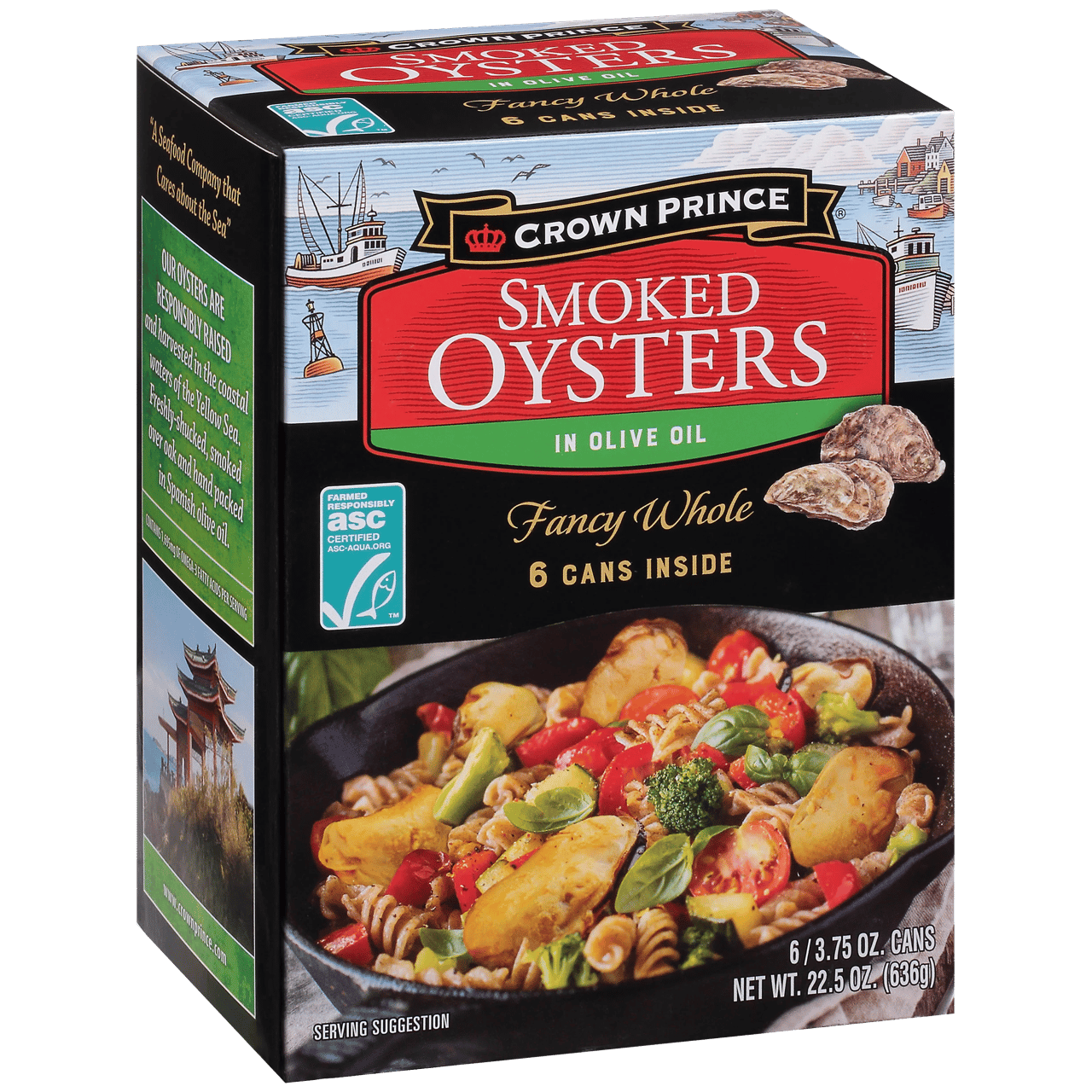 Crown Prince Smoked Oysters in Olive Oil, Fancy Whole, 3.75 oz, 6-Count - Image 1