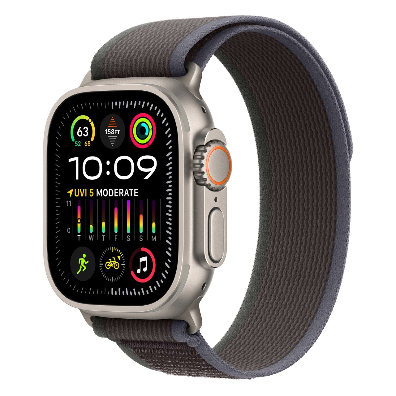 Apple Watch Ultra 2 (GPS + Cellular) 49mm Black Titanium Case with Blue/Black Trail Loop M/L - Image 1