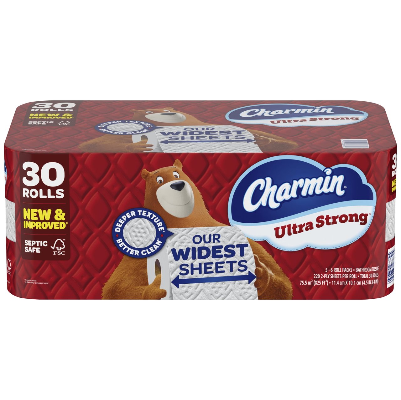 CHARMIN ULTRA STRONG 825 SQ FT 30 ROLLS / 220 SHEETS - Image 1