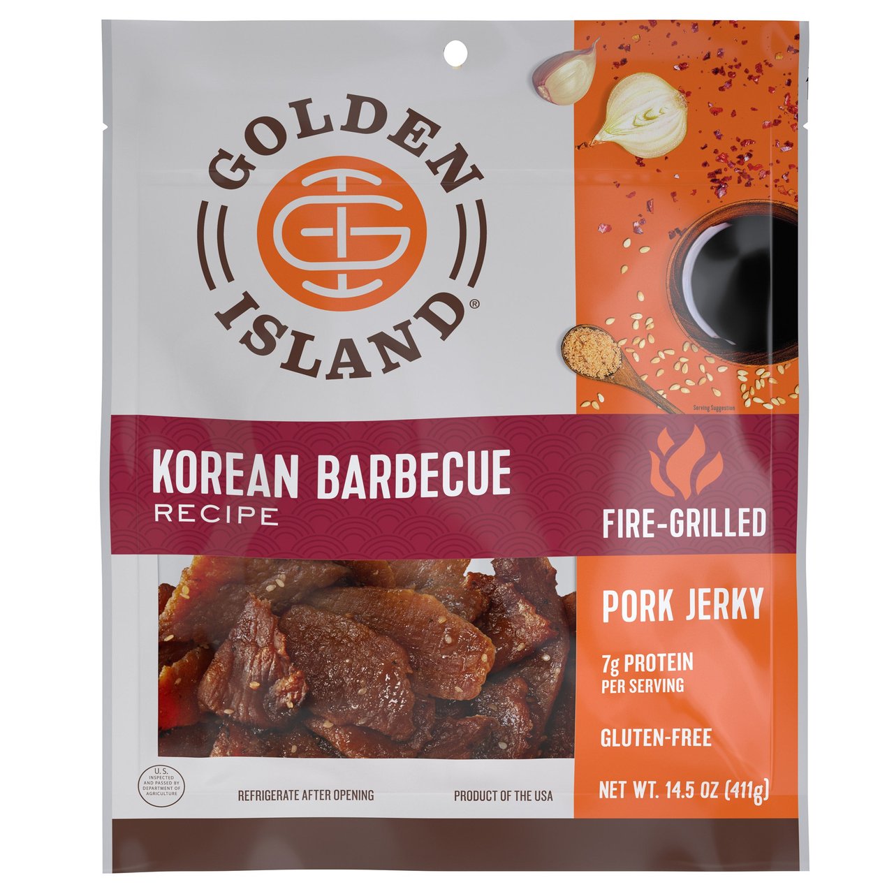Golden Island Korean BBQ Pork Jerky 14.5 Ounce Bag - Image 1