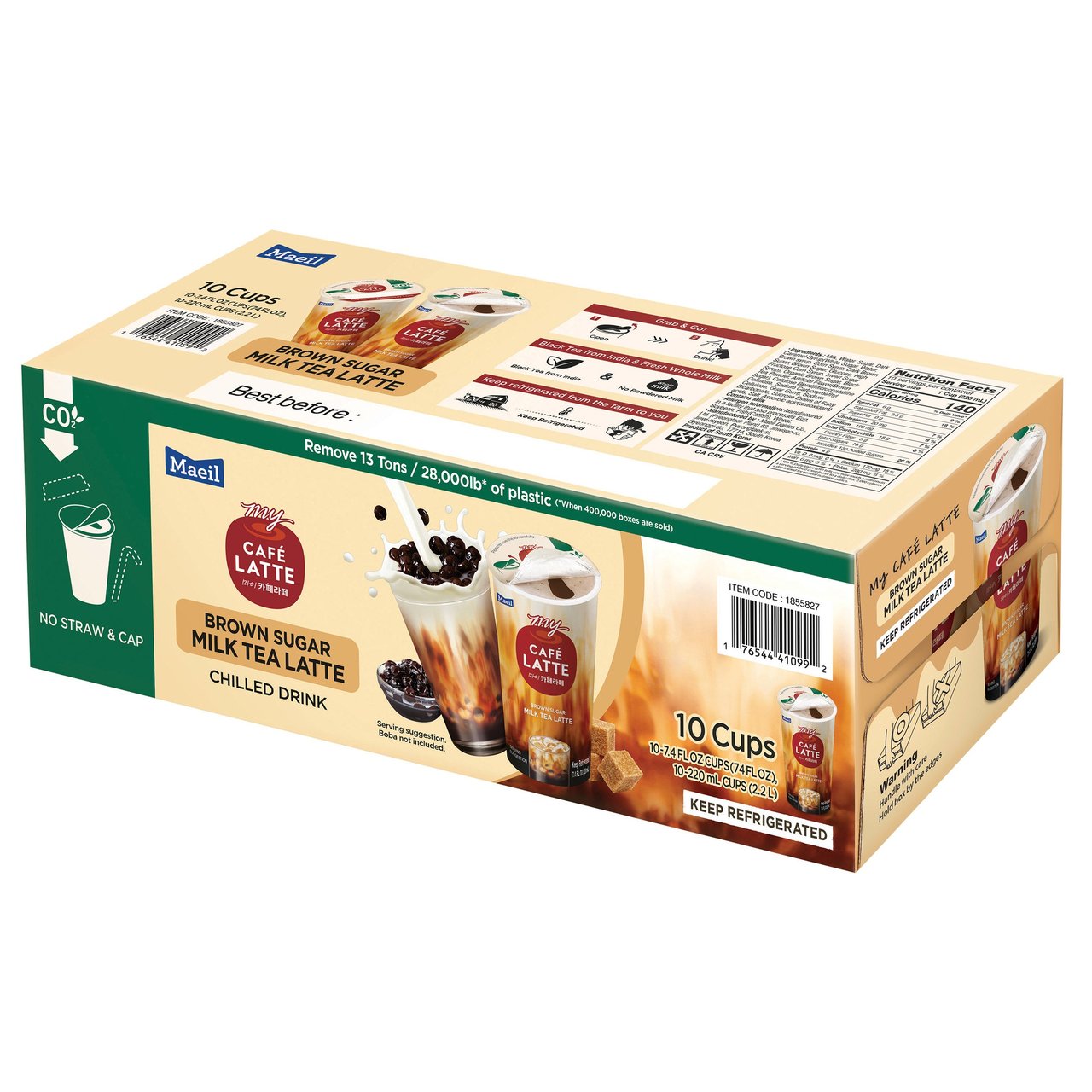 My Café Latte Brown Sugar Milk Tea 10/7.4 FL OZ (2.3 QTS) - Image 1