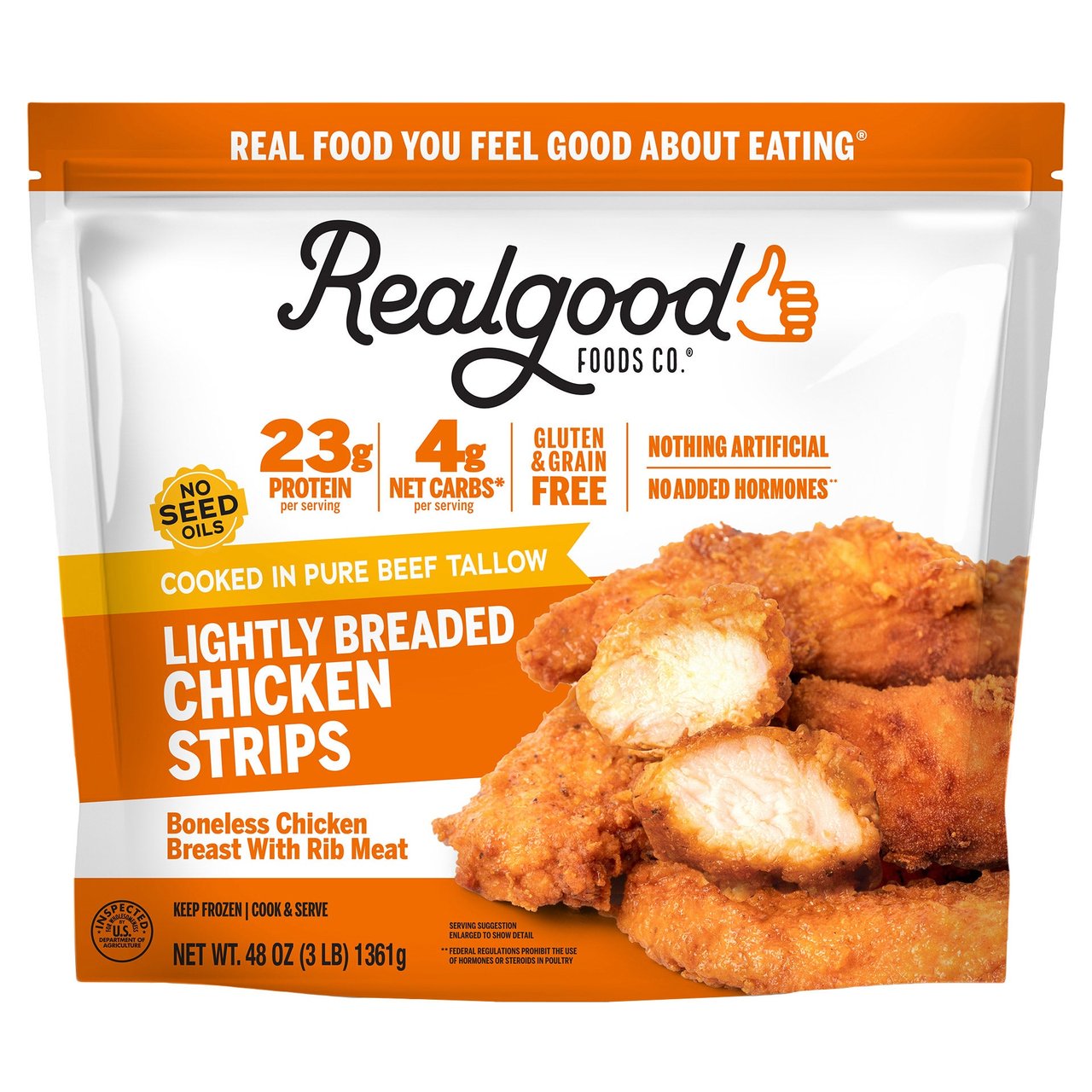 RealGood Foods Co. Breaded Chicken Strips with Beef Tallow 3 lb - Image 1