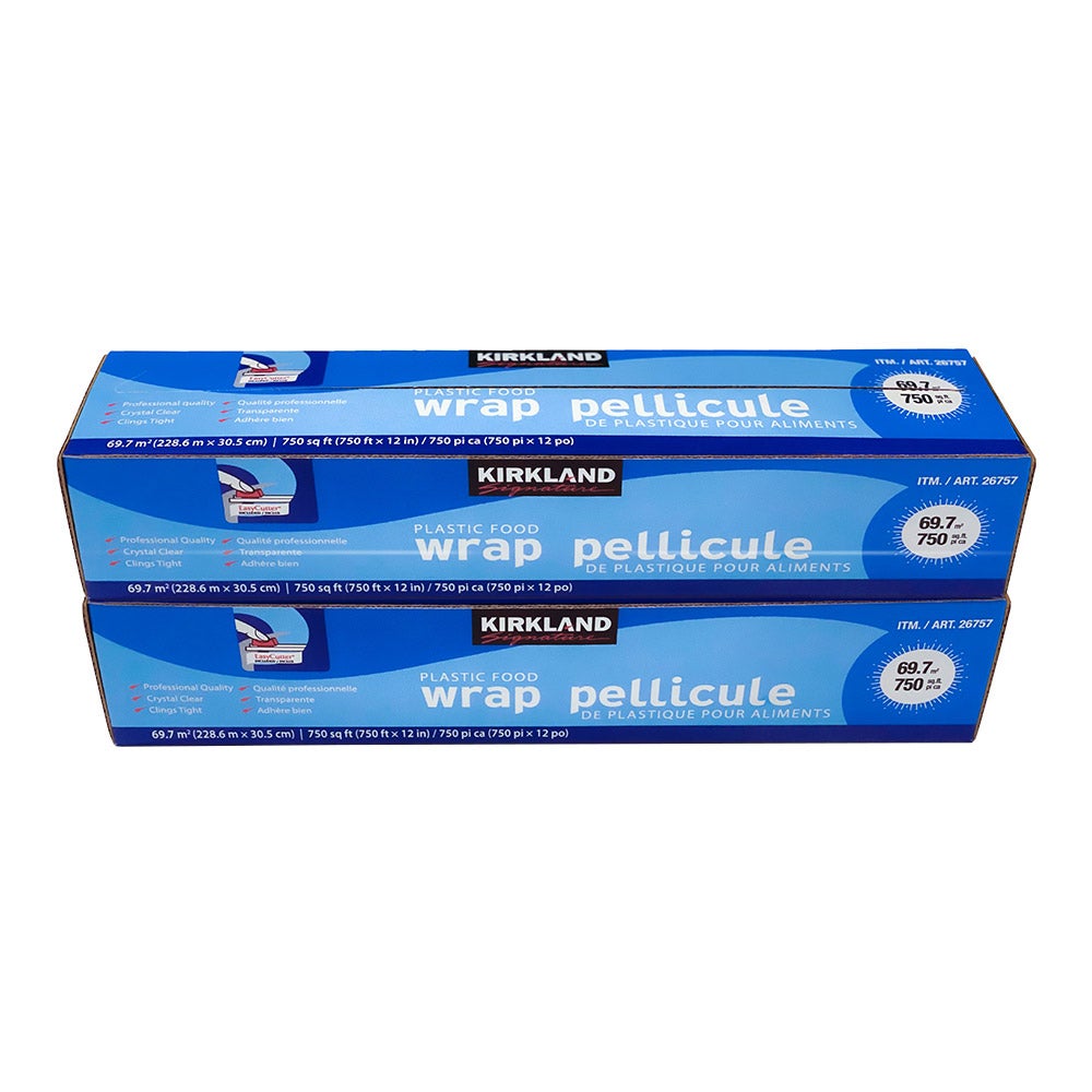 Kirkland Signature Plastic Food Wrap, 2 Rolls - 12 in x 750 ft - Image 1