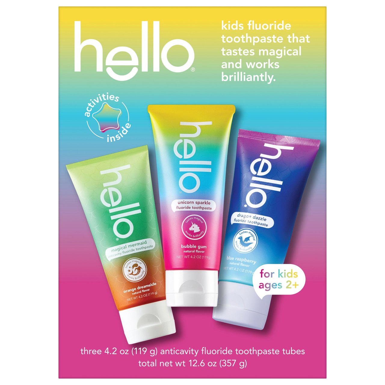 Hello Kids Variety Toothpaste, 4.2 oz, 3-Pack - Image 1