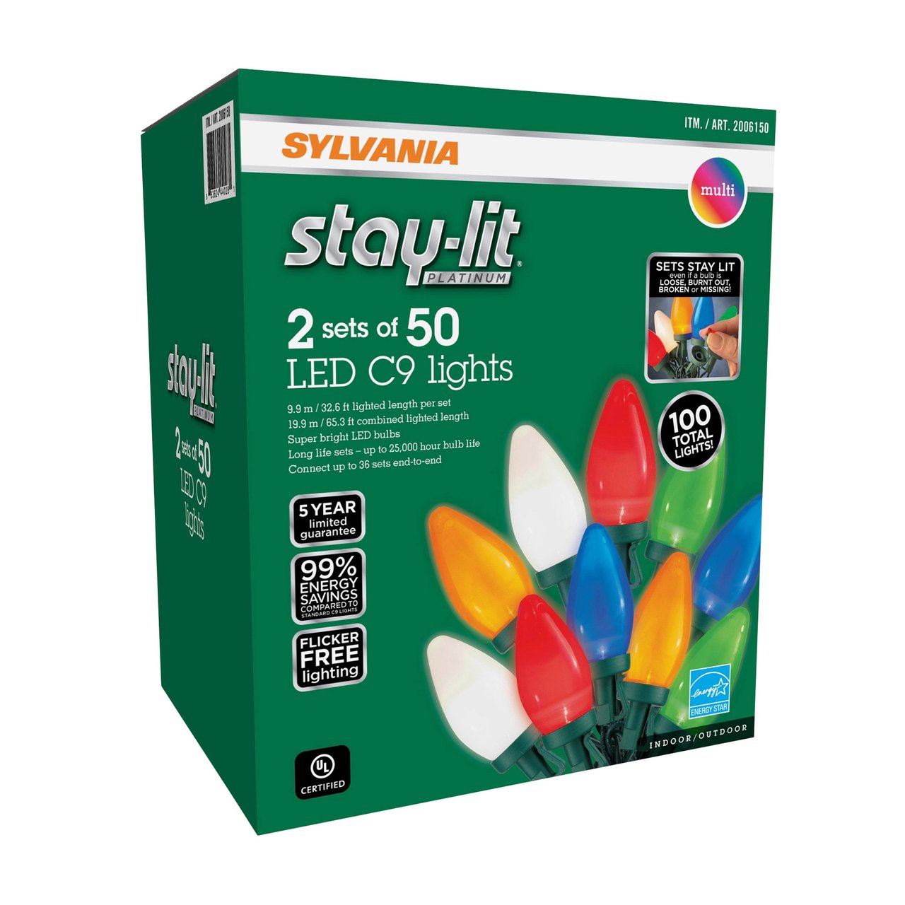 Sylvania LED C9 Multicolor Lights 100 Count - Image 1