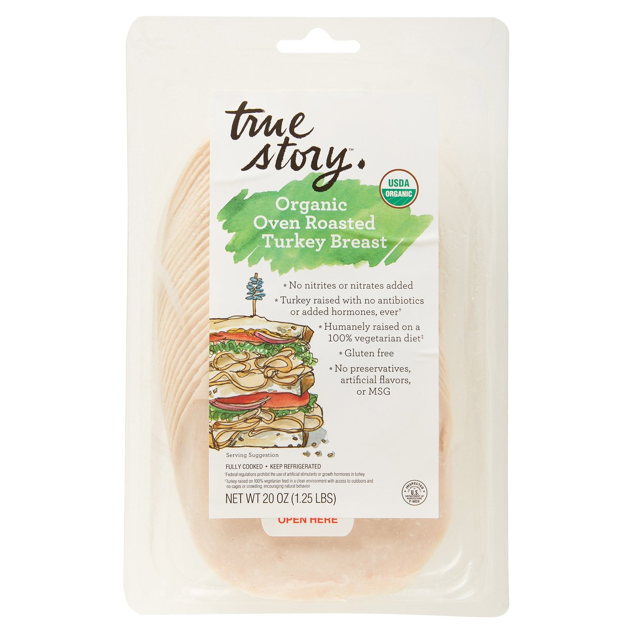 True Story Organic Sliced Turkey Breast 1.25 Pounds - Image 1