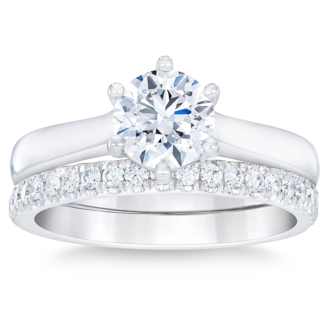 1.52 CTW Round Diamond Platinum Wedding Set, 1.20 CT Center Stone, VS1 Clarity, G Color - Image 1