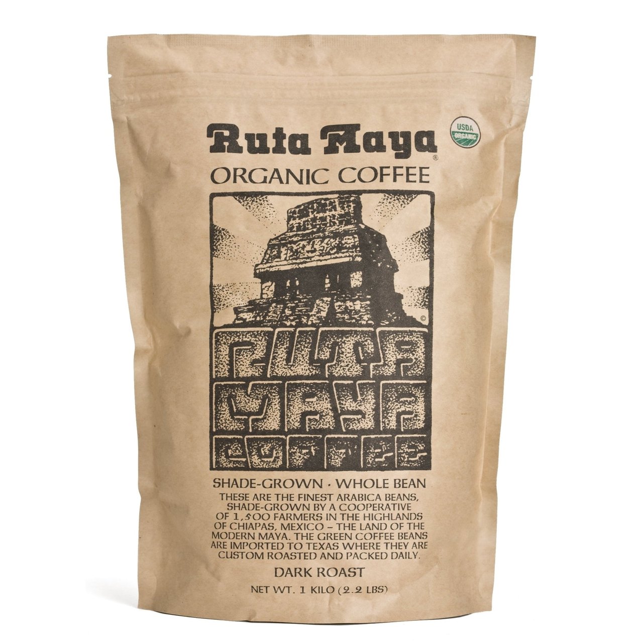 Ruta Maya Organic Dark Roast Whole Bean 2.2 lb - Image 1