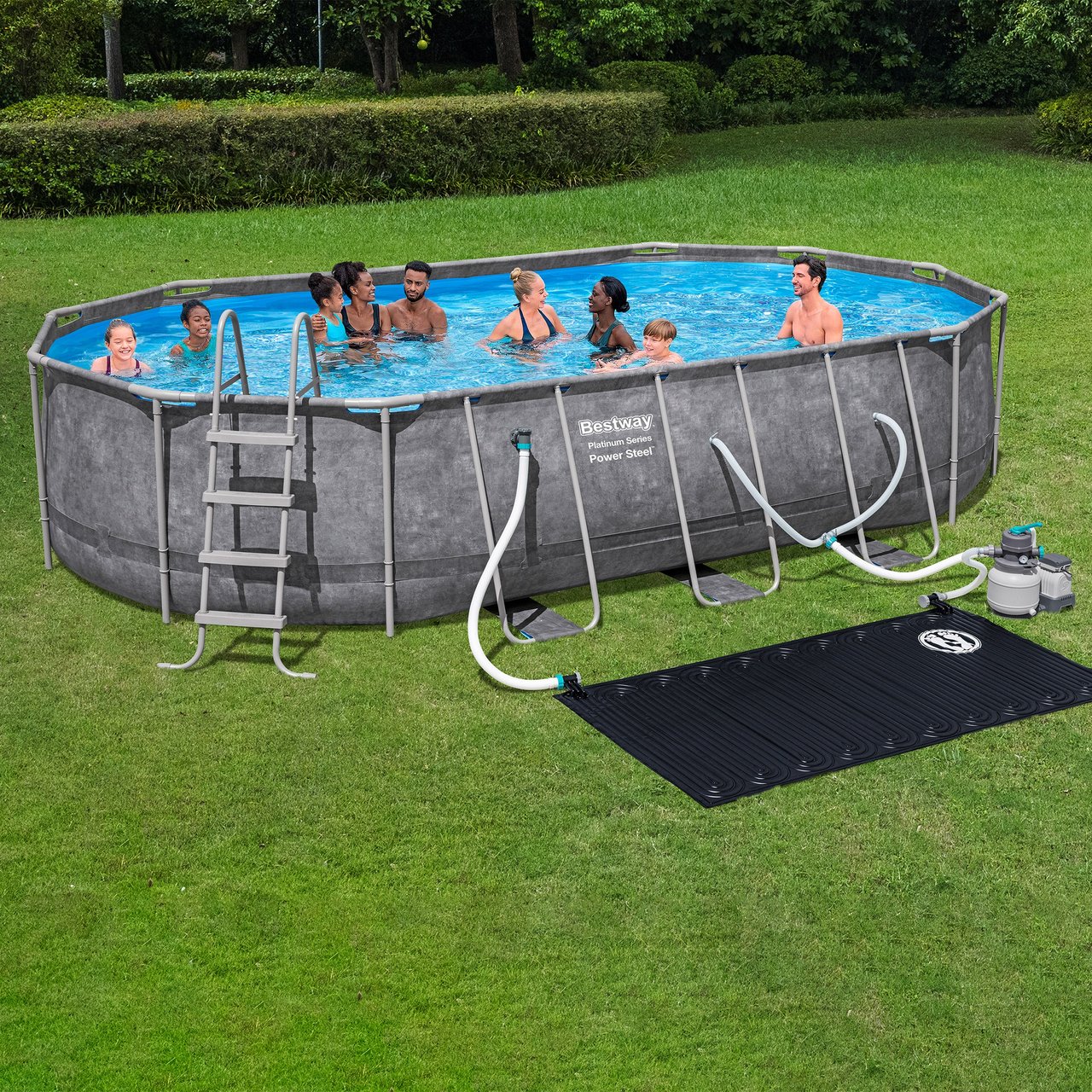 Bestway Power Steel 20' x 12' x 48" Oval Above Ground Pool Set - Image 1