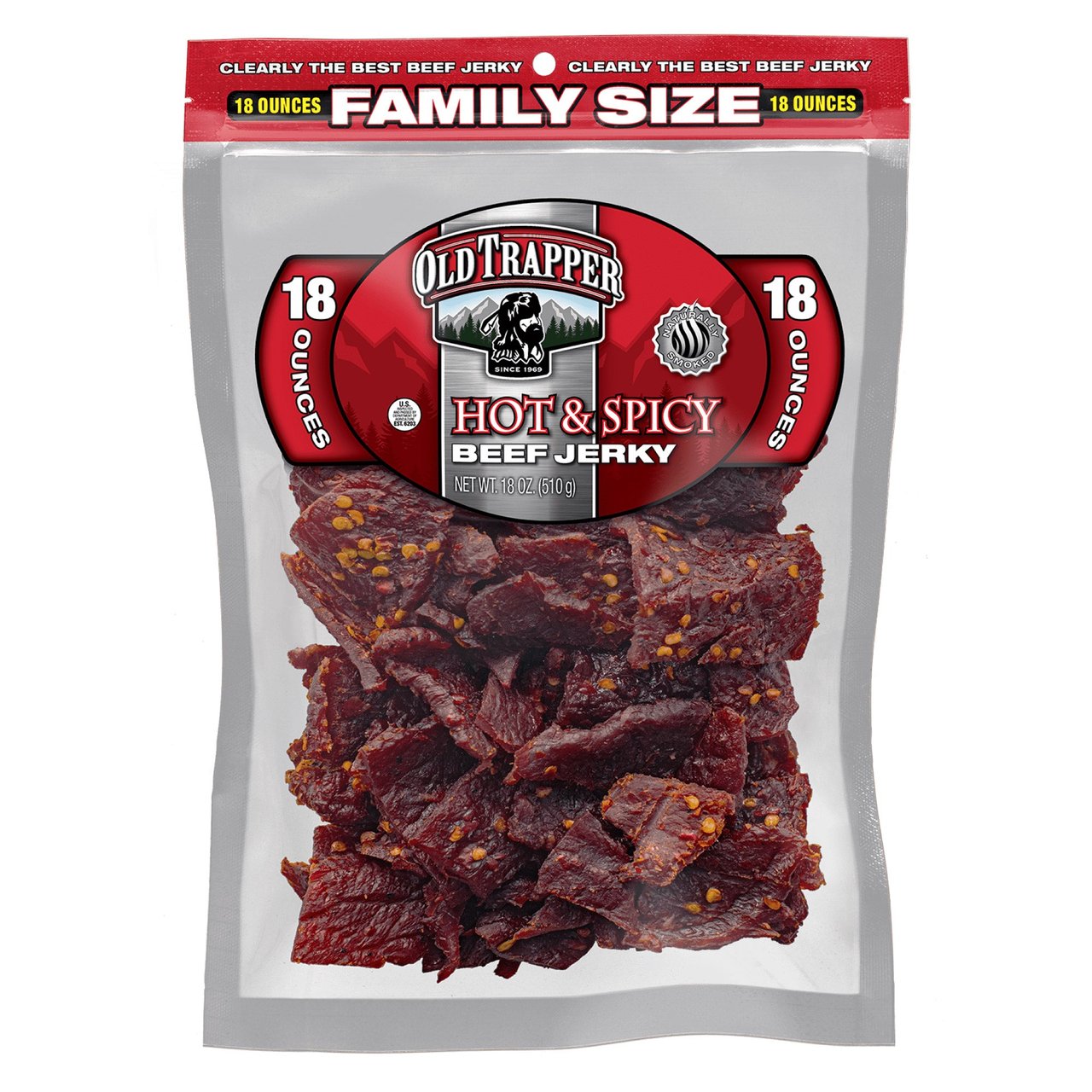 Old Trapper Hot & Spicy Beef Jerky, 18 Ounces