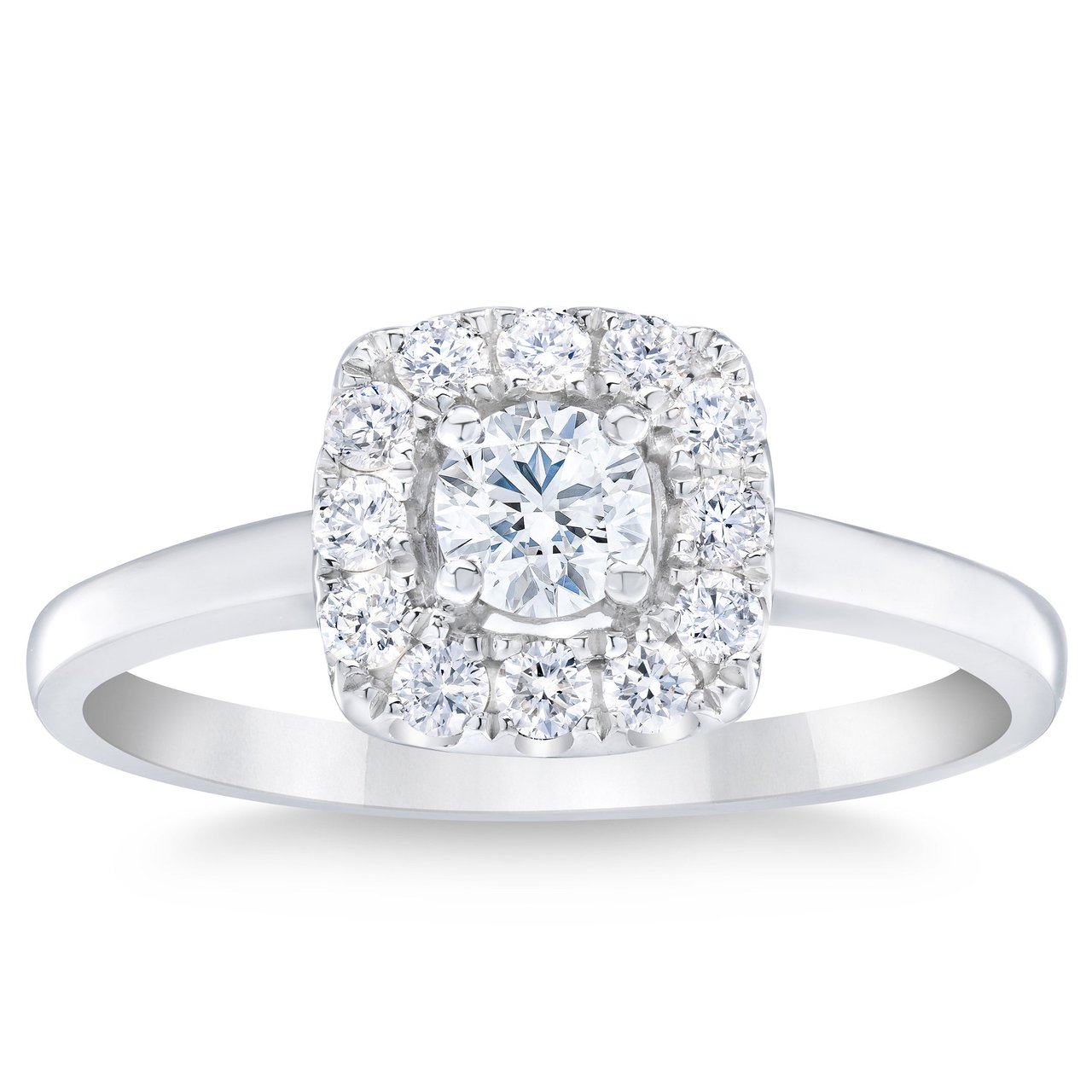 Round Brilliant 0.50 CTW VS2 I Color Diamond Platinum Halo Bridal Ring - Image 1