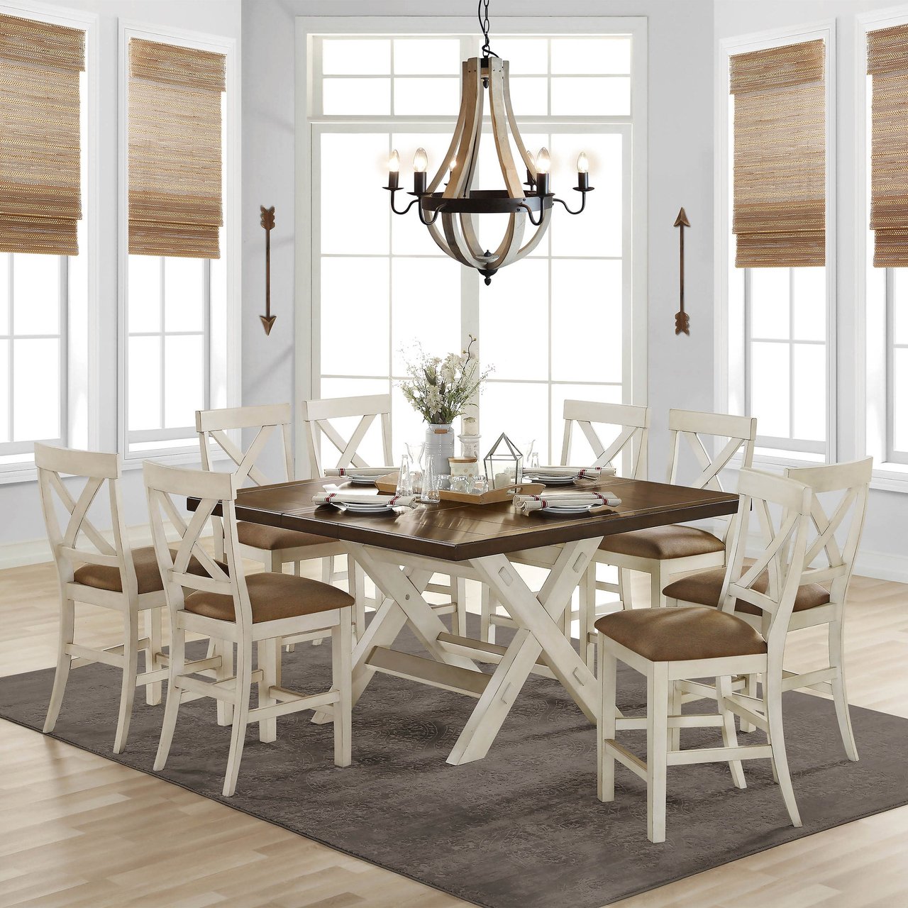 Bayside Furnishings Stefan 9-Piece 60" Square Counter Height Dining Set - Image 1