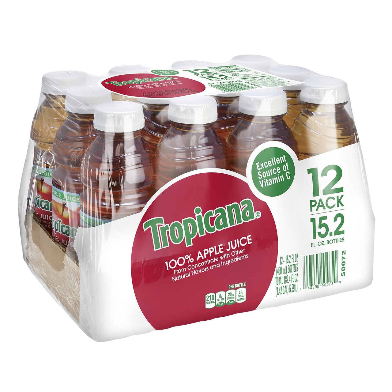 Tropicana 100% Apple Juice, 15.2 fl oz, 12-Count - Image 1