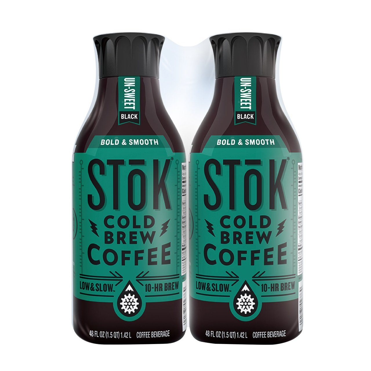 SToK Cold Brew Coffee, Unsweetened Black, 2 Pack of 48 oz Bottles
