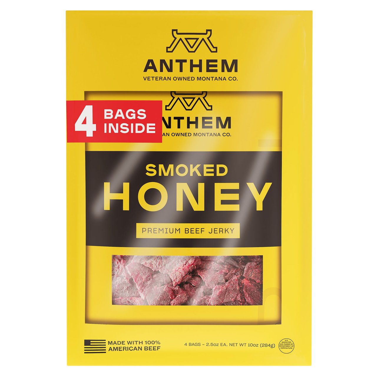 Anthem Snacks Smoked Honey Beef Jerky, 4 x 2.5 oz - Image 1